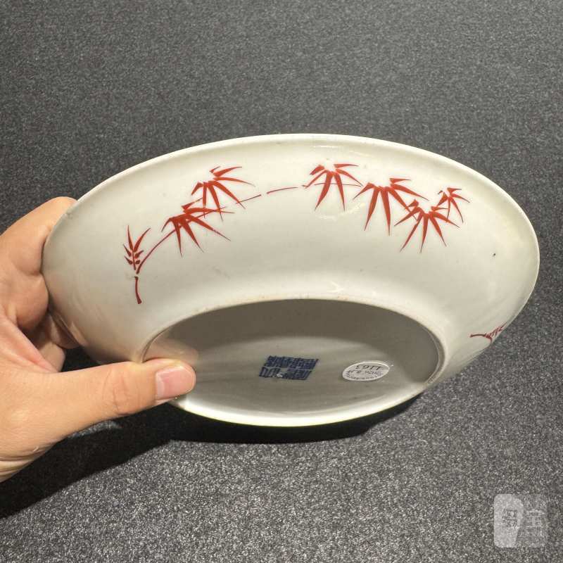 清乾隆 蓝地水仙花纹盘 - 图5